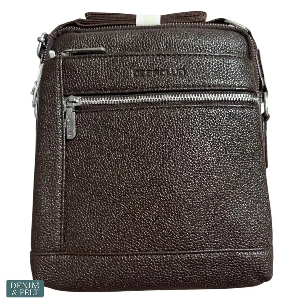 NEW WIWSI Brown PU Leather Men’s‎ Crossbody Messenger Shoulder Sling Bag